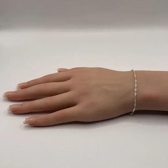 925 Silver Rope Chain Bracelet - Picture 7 of 8